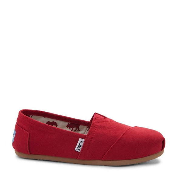 red natural canvas toms red slip on shoes flats 8 - Picture 1 of 1